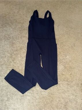 Athleta Navy Square-Neck Bodysuit Jumpsuit